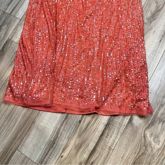 NWT Adrianna Papell Beaded Blouson Halter Dress - Sugar Poppy - Picture 8 of 10
